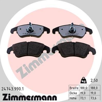 Zimmermann 24743.990.1 - Гальмівні колодки, дискові гальма avtolavka.club