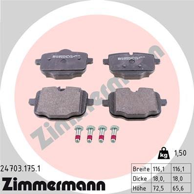 Zimmermann 24703.175.1 - Гальмівні колодки, дискові гальма avtolavka.club