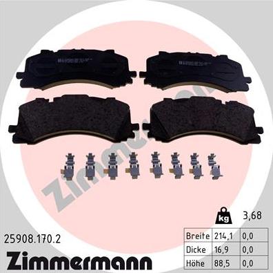 Zimmermann 25908.170.2 - Гальмівні колодки, дискові гальма avtolavka.club
