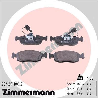 Zimmermann 25429.180.2 - Гальмівні колодки, дискові гальма avtolavka.club