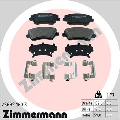 Zimmermann 25692.180.3 - Гальмівні колодки, дискові гальма avtolavka.club