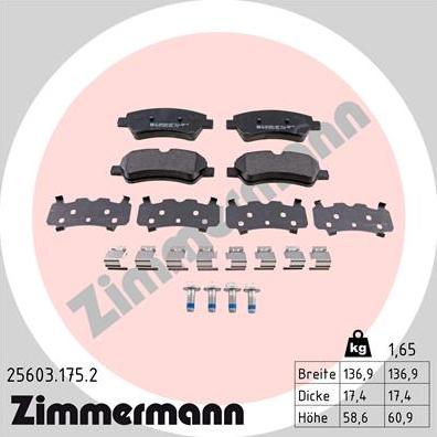 Zimmermann 25603.175.2 - Гальмівні колодки, дискові гальма avtolavka.club