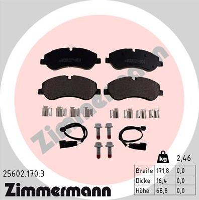 Zimmermann 25602.170.3 - Гальмівні колодки, дискові гальма avtolavka.club
