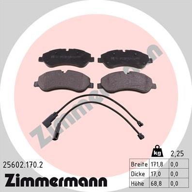 Zimmermann 25602.170.2 - Гальмівні колодки, дискові гальма avtolavka.club