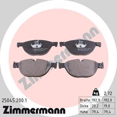 Zimmermann 25045.200.1 - Гальмівні колодки, дискові гальма avtolavka.club