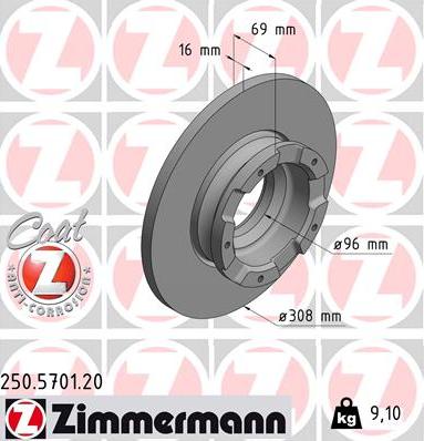 Zimmermann 250.5701.20 - Гальмівний диск avtolavka.club