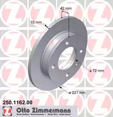 Zimmermann 250.1162.00 - Гальмівний диск avtolavka.club