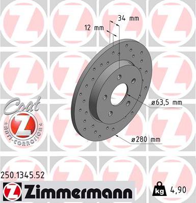 Zimmermann 250.1345.52 - Гальмівний диск avtolavka.club