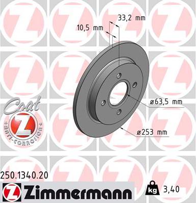 Zimmermann 250.1340.20 - Гальмівний диск avtolavka.club