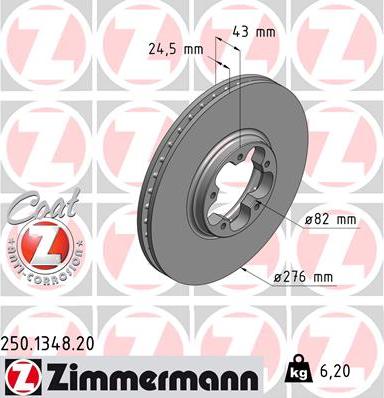 Zimmermann 250.1348.20 - Гальмівний диск avtolavka.club