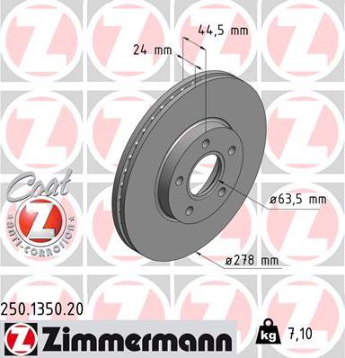 Zimmermann 250.1350.20 - Гальмівний диск avtolavka.club