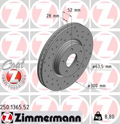 Zimmermann 250.1365.52 - Гальмівний диск avtolavka.club