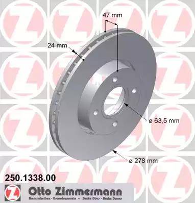 Zimmermann 250.1338.00 - Гальмівний диск avtolavka.club