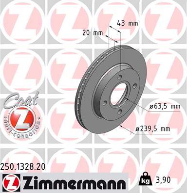 Zimmermann 250.1328.20 - Гальмівний диск avtolavka.club