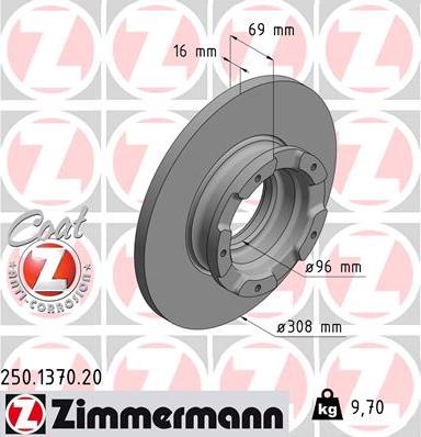 Zimmermann 250.1370.20 - Гальмівний диск avtolavka.club