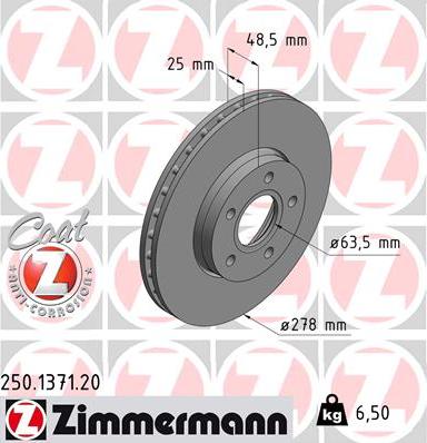 Zimmermann 250.1371.20 - Гальмівний диск avtolavka.club