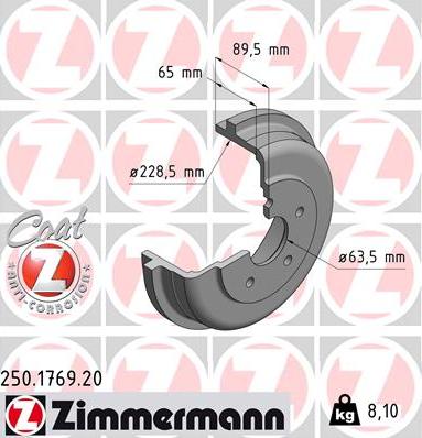 Zimmermann 250.1769.20 - Гальмівний барабан avtolavka.club