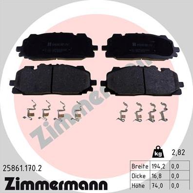 Zimmermann 25861.170.2 - Гальмівні колодки, дискові гальма avtolavka.club