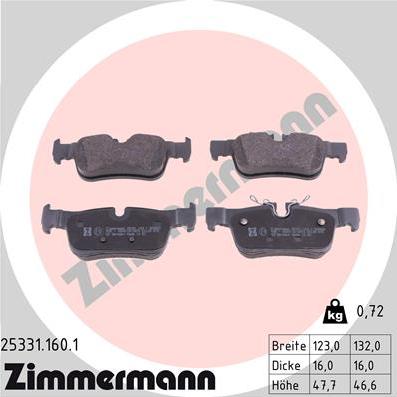 Zimmermann 25331.160.1 - Гальмівні колодки, дискові гальма avtolavka.club