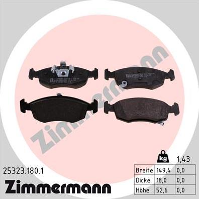 Zimmermann 25323.180.1 - Гальмівні колодки, дискові гальма avtolavka.club