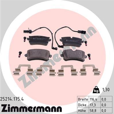 Zimmermann 25214.175.4 - Гальмівні колодки, дискові гальма avtolavka.club