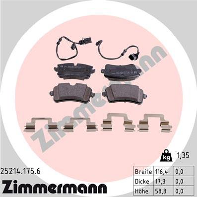 Zimmermann 25214.175.6 - Гальмівні колодки, дискові гальма avtolavka.club