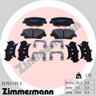 Zimmermann 25757.175.3 - Гальмівні колодки, дискові гальма avtolavka.club
