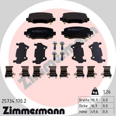 Zimmermann 25734.170.2 - Гальмівні колодки, дискові гальма avtolavka.club