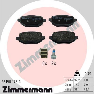 Zimmermann 26198.175.2 - Гальмівні колодки, дискові гальма avtolavka.club