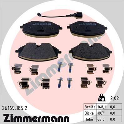 Zimmermann 26169.185.2 - Гальмівні колодки, дискові гальма avtolavka.club