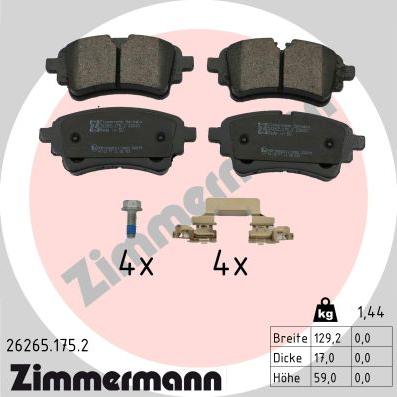 Zimmermann 26265.175.2 - Гальмівні колодки, дискові гальма avtolavka.club