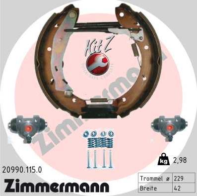 Zimmermann 20990.115.0 - Комплект гальм, барабанний механізм avtolavka.club