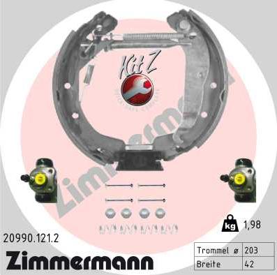 Zimmermann 20990.121.2 - Комплект гальм, барабанний механізм avtolavka.club