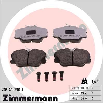 Zimmermann 20941.990.1 - Гальмівні колодки, дискові гальма avtolavka.club