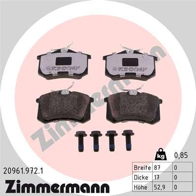 Zimmermann 20961.972.1 - Гальмівні колодки, дискові гальма avtolavka.club