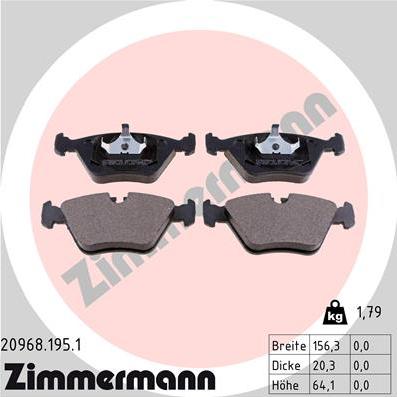 Zimmermann 20968.195.1 - Гальмівні колодки, дискові гальма avtolavka.club