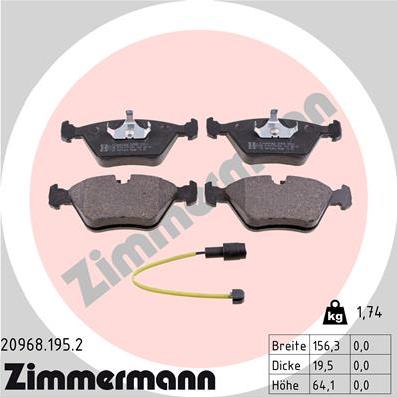 Zimmermann 20968.195.2 - Гальмівні колодки, дискові гальма avtolavka.club