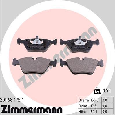 Zimmermann 20968.175.1 - Гальмівні колодки, дискові гальма avtolavka.club