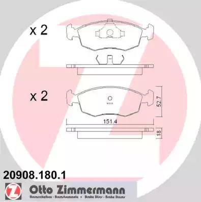 Zimmermann 20908.180.1 - Гальмівні колодки, дискові гальма avtolavka.club