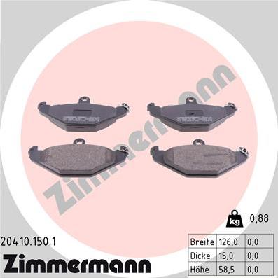 Zimmermann 20410.150.1 - Гальмівні колодки, дискові гальма avtolavka.club