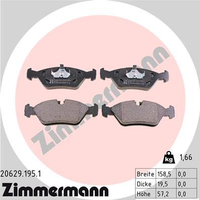 Zimmermann 20629.195.1 - Гальмівні колодки, дискові гальма avtolavka.club