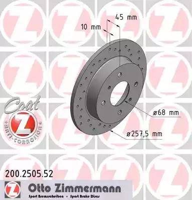 Zimmermann 200.2505.52 - Гальмівний диск avtolavka.club