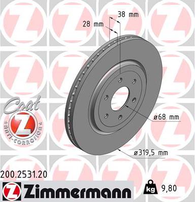 Zimmermann 200.2531.20 - Гальмівний диск avtolavka.club