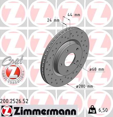 Zimmermann 200.2526.52 - Гальмівний диск avtolavka.club