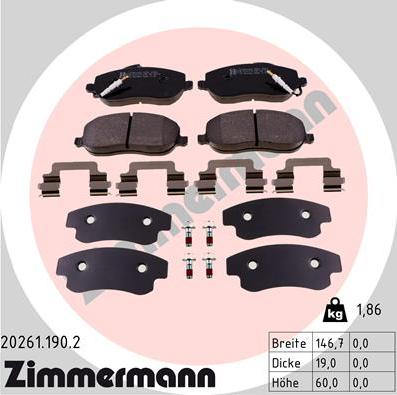 Zimmermann 20261.190.2 - Гальмівні колодки, дискові гальма avtolavka.club