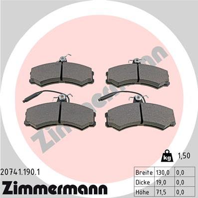 Zimmermann 20741.190.1 - Гальмівні колодки, дискові гальма avtolavka.club