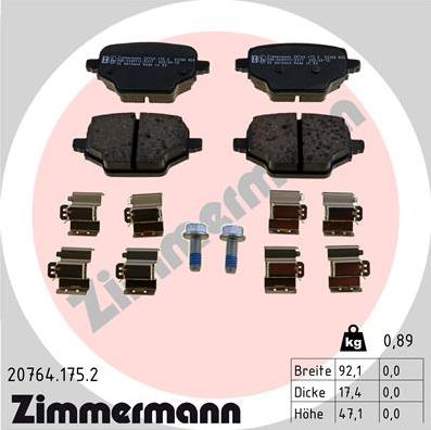 Zimmermann 20764.175.2 - Гальмівні колодки, дискові гальма avtolavka.club