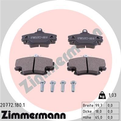 Zimmermann 20772.180.1 - Гальмівні колодки, дискові гальма avtolavka.club