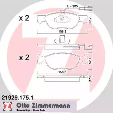 Zimmermann 21929.175.1 - Гальмівні колодки, дискові гальма avtolavka.club