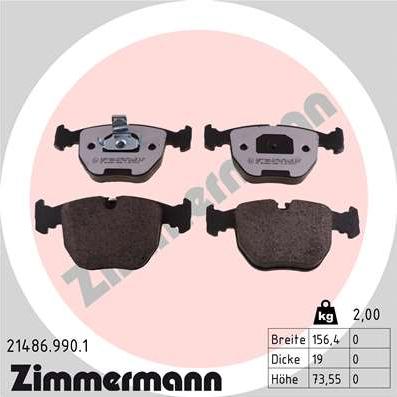 Zimmermann 21486.990.1 - Гальмівні колодки, дискові гальма avtolavka.club